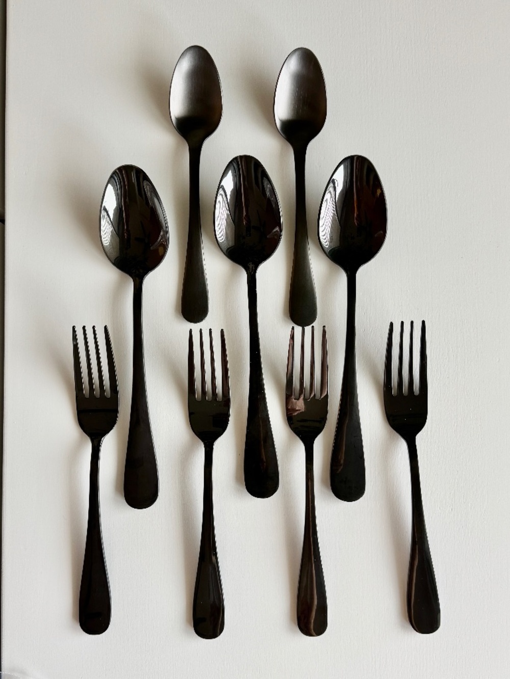 BOMBAY Black Flatware Lot Salad Forks (4) Soup Spoons (3) Teaspoons (2) Modern